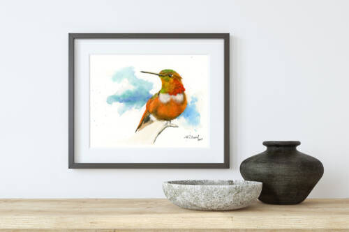 orange hummingbird 11 x 14 size